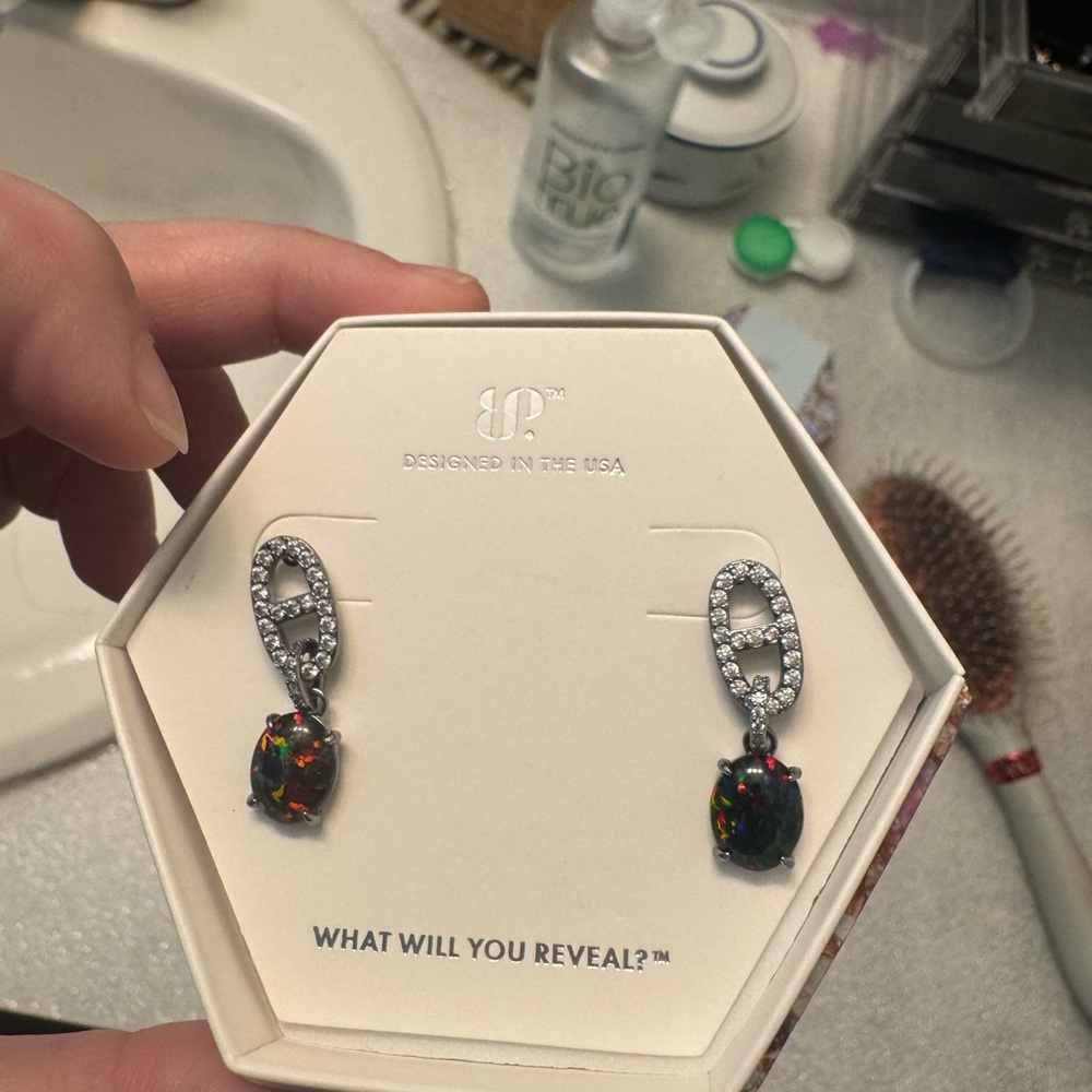 Elegant Silver and Black Earrings by
